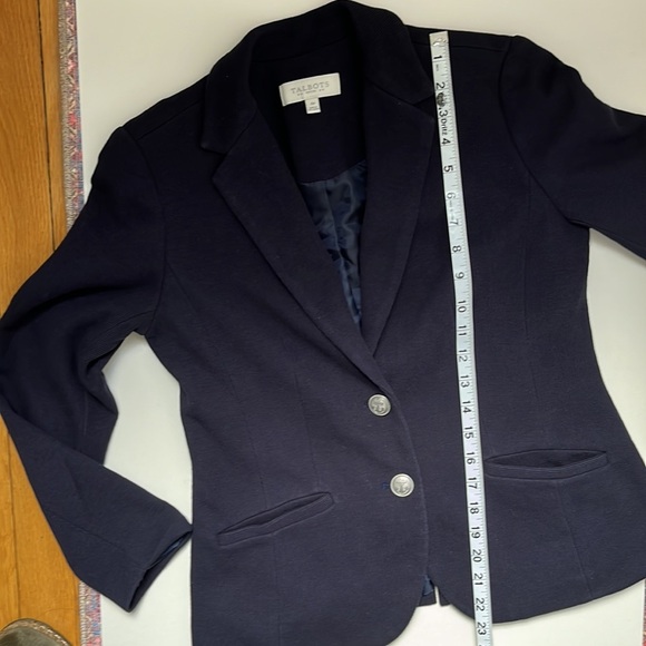 4P Talbots Navy Blue Cotton Knit Blazer Nautical Buttons Fully Lined w/ Pockets - Picture 11 of 11